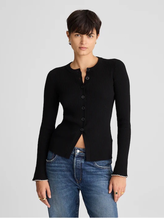 Nwt Madewell Black Whipstitched Longline Cardigan In Merino Blend, Sizes Xs & M